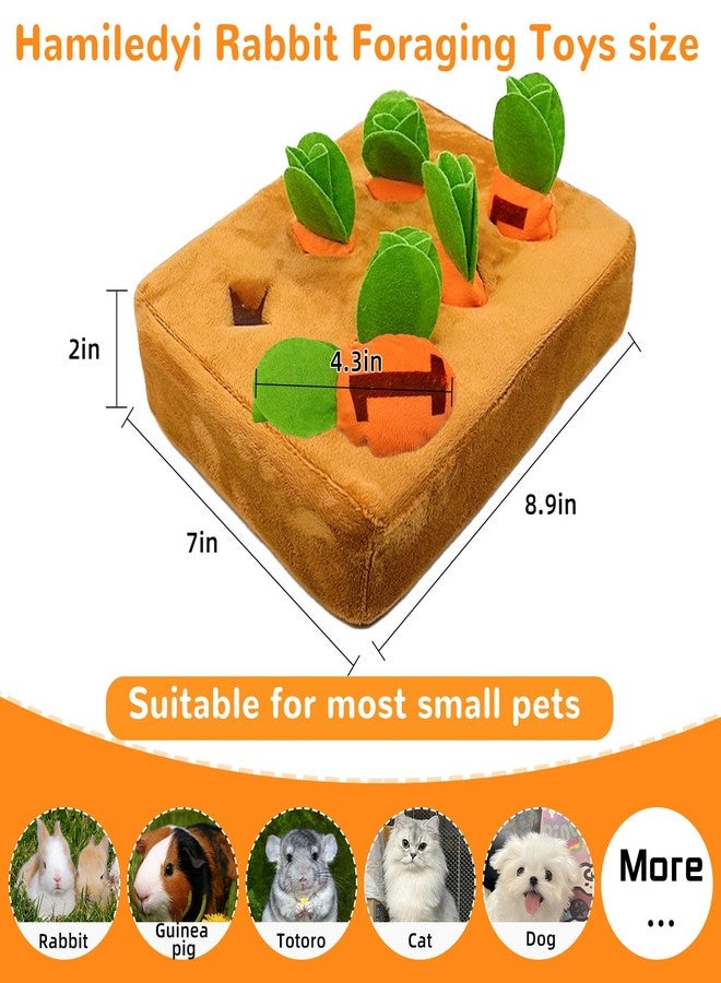 Hamiledyi Rabbit Foraging Toys Bunny Plush Puzzle Toy Carrots Snuffle Mat for Chinchilla Guinea Pig Ferret Rat Entertainment (Brown) - Image 2